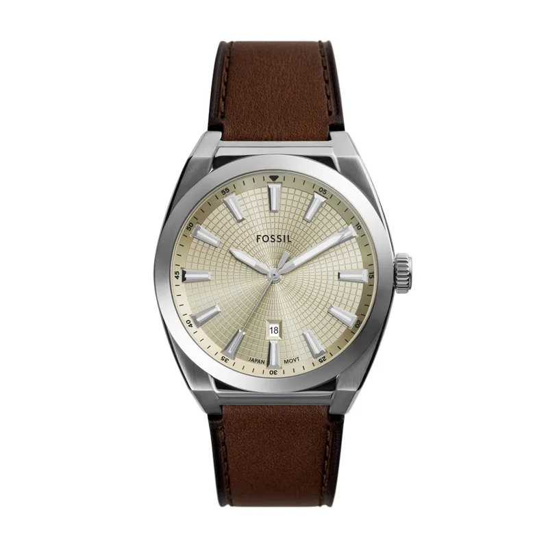 Fossil Men's Everett Three-Hand Date Brown Leather Watch