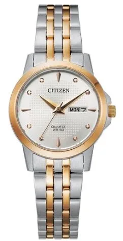 Citizen® Ladies' Quartz Two-Tone Watch w/White Dial