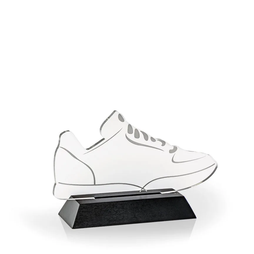 Athletic Shoe Award with Black Wood Base - Engraved view 2