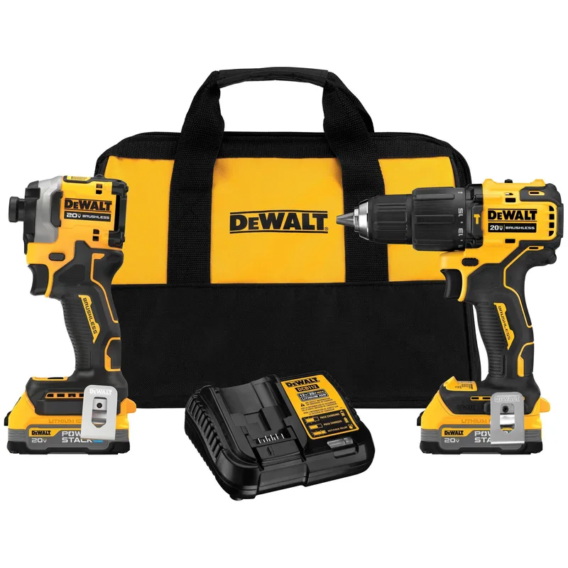 DeWalt Atomic 20V Max Xr Brushless 2-Tool Combo Kit W/ 2 Powerstack Batteries