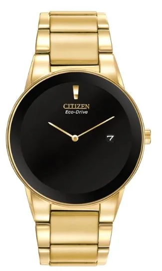 Citizen® Men's Axiom Eco-Drive® Gold-Tone Watch w/Black Dial