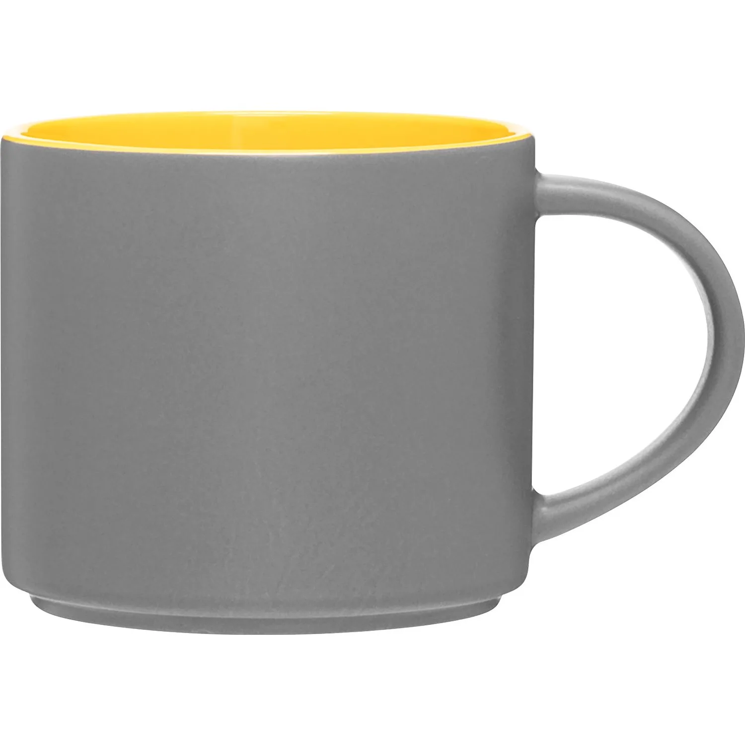 16 oz Monaco Ceramic Mug (Matte Storm Gray/Yellow) view 2