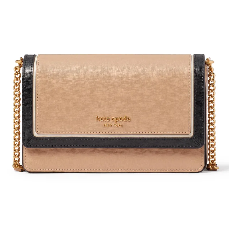 kate spade new york Morgan Colorblock Flap Chain Wallet - Cafã© Mocha