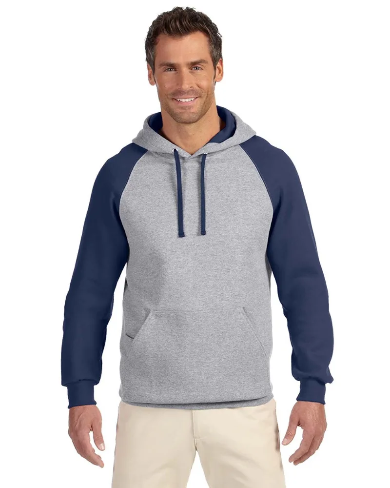 Jerzees Adult NuBlend® Colorblock Raglan Pullover Hooded Sweatshirt view 2