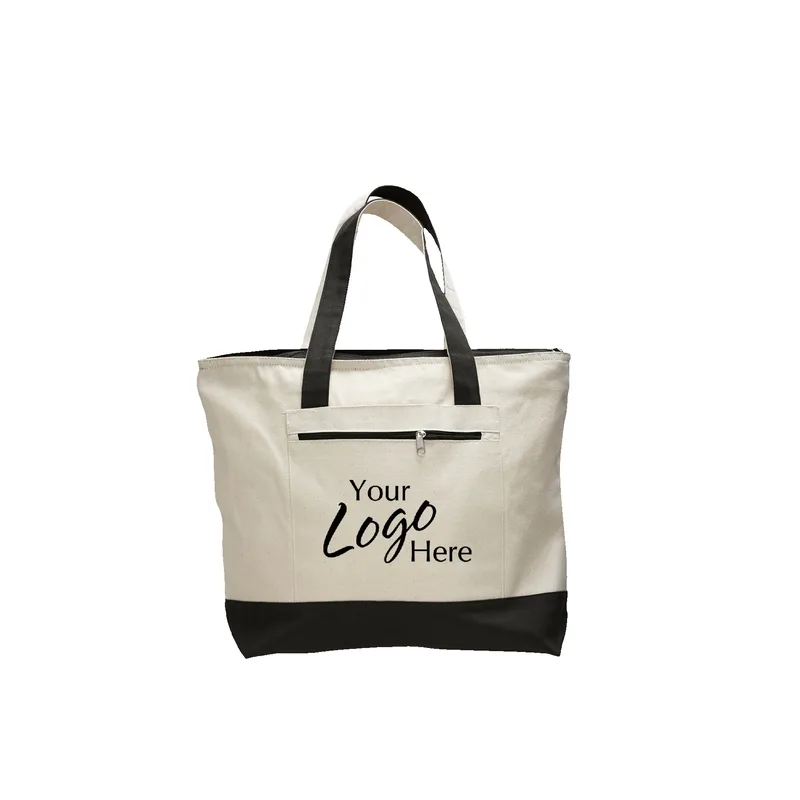 Canvas Zipper Tote Bag w/4.5" Gusset (18"x14"x4.5")