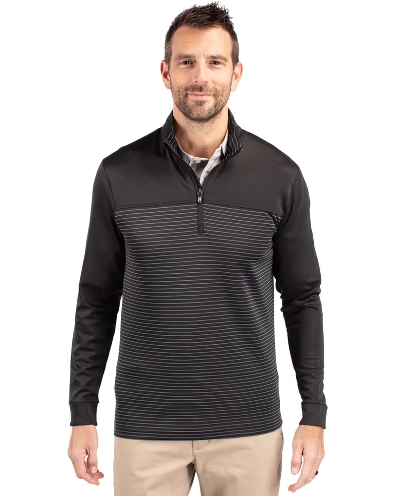 Cutter & Buck Traverse Stripe Stretch Quarter Zip Mens Pullover