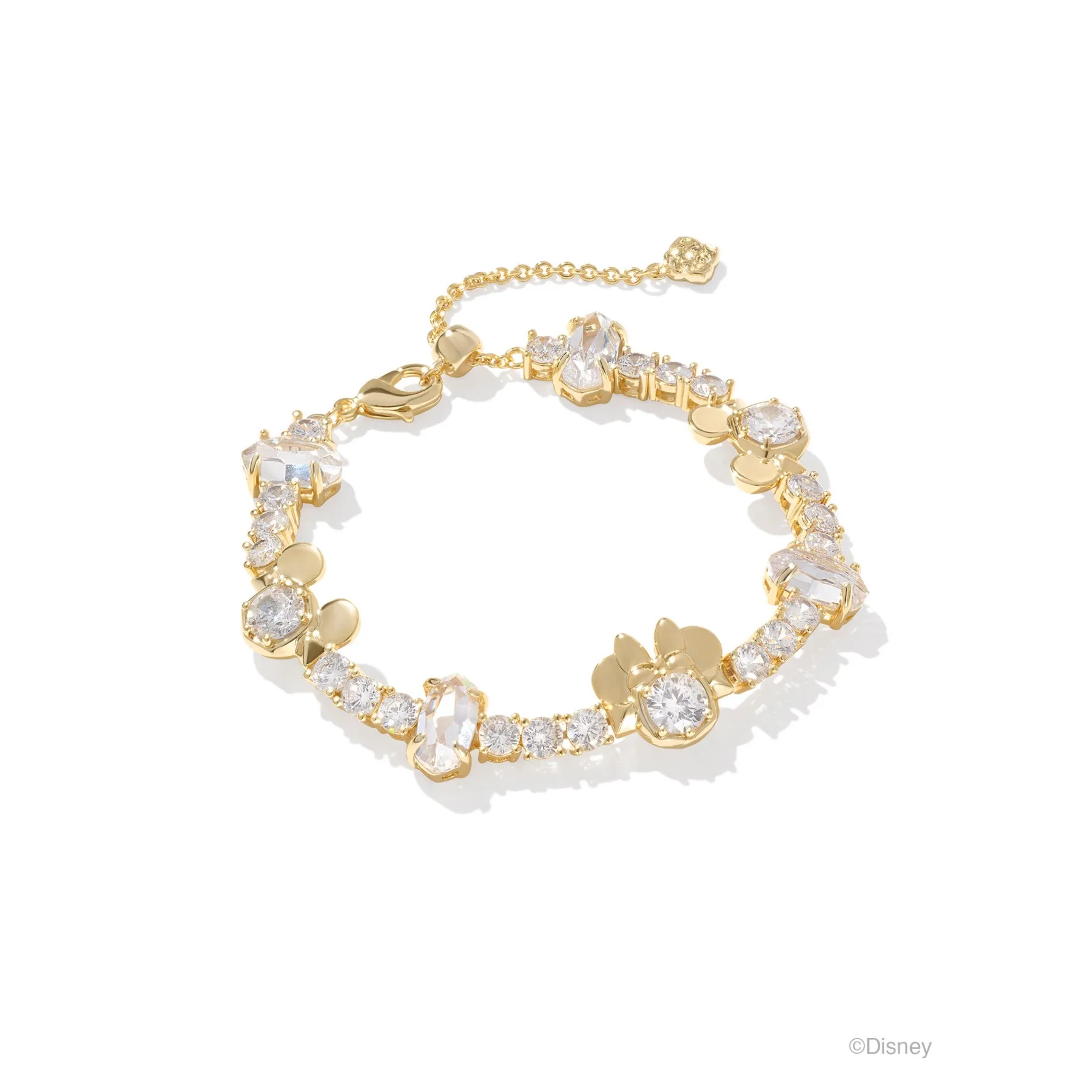 Kendra Scott Disney Gold Mickey and Minnie Mouse Tennis Bracelet in White CZ
