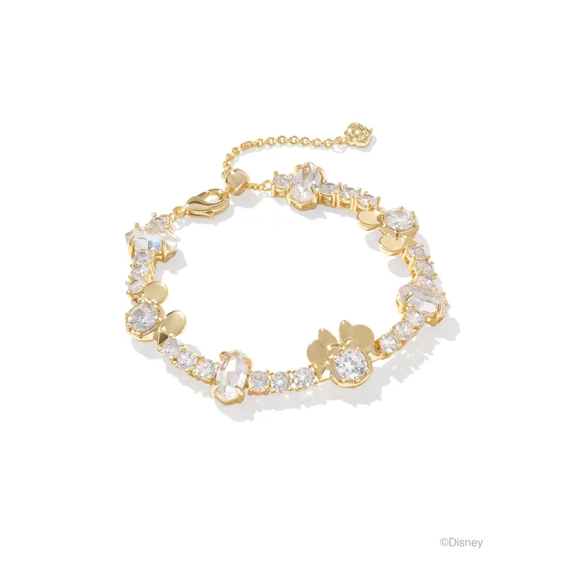 Kendra Scott Disney Gold Mickey and Minnie Mouse Tennis Bracelet in White CZ