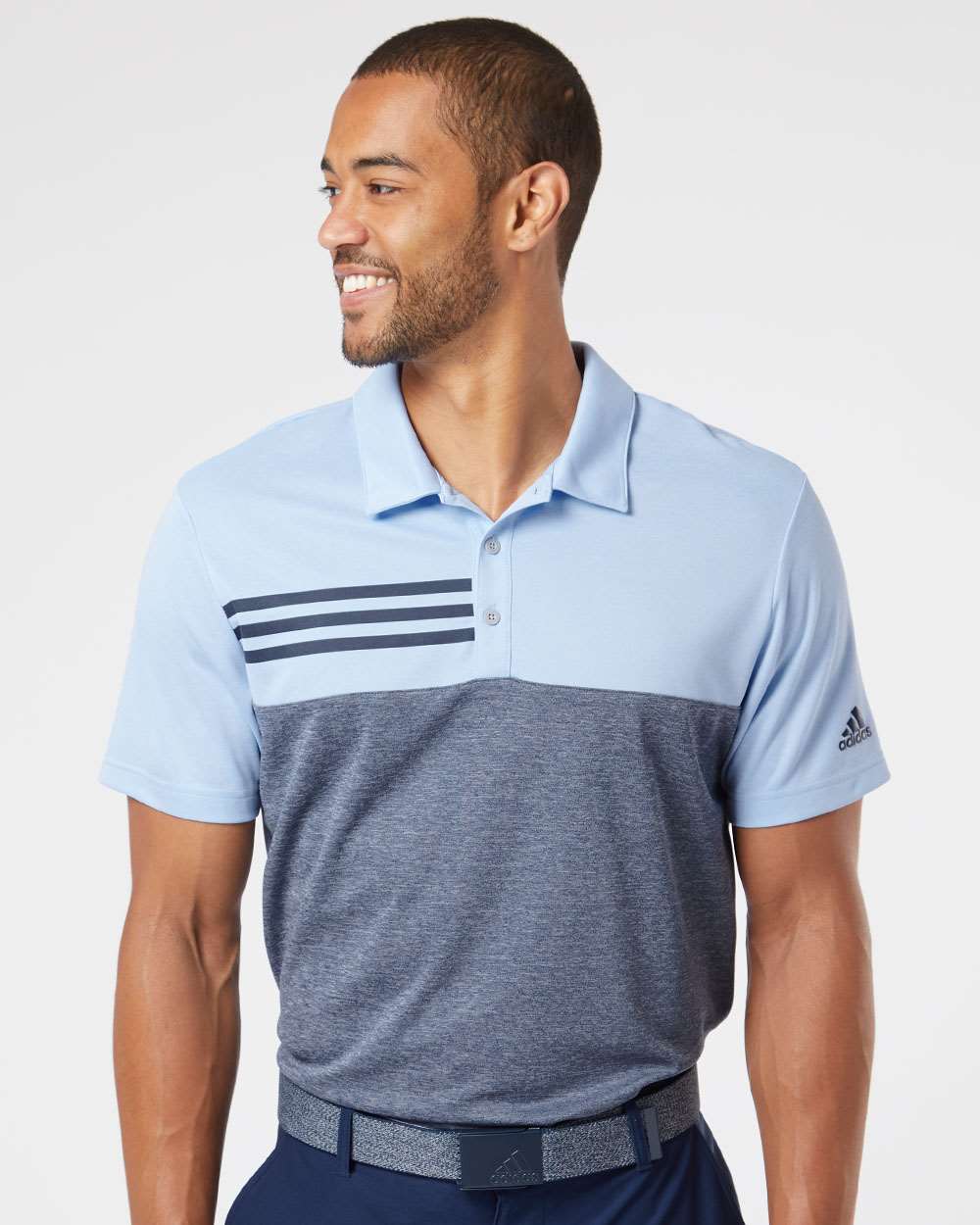 Adidas® Heathered Colorblock 3-Stripes Polo view 2