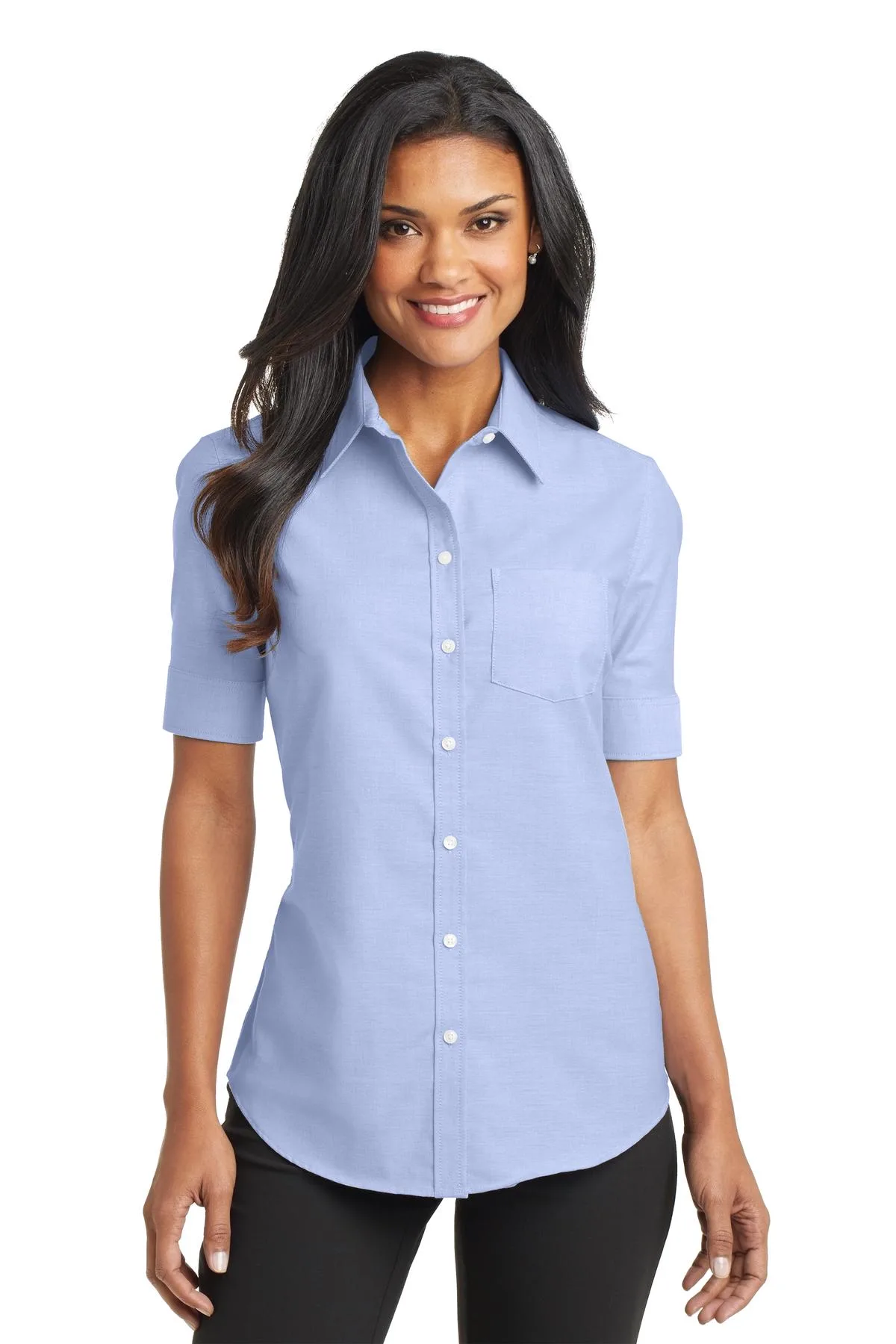 Port Authority® Women's Short Sleeve SuperPro™ Oxford Shirt. view 2