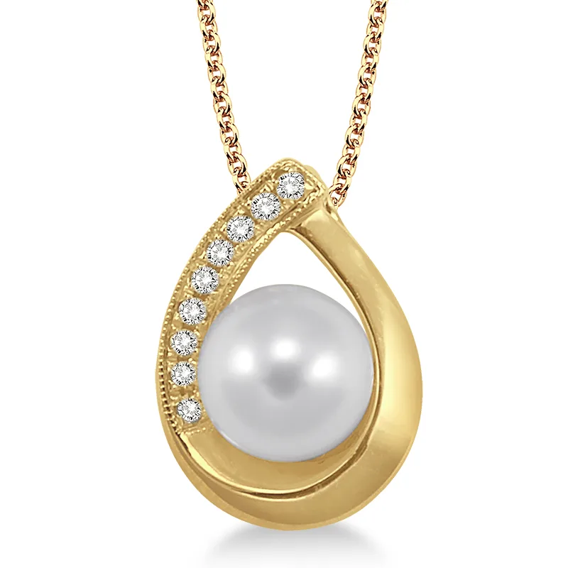 Jilco Inc Pearl & Diamond Necklace - Yellow Gold