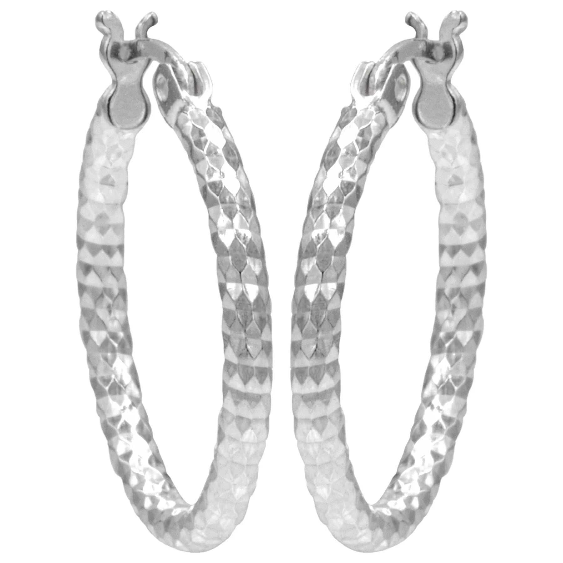 Antwerp Sterling Silver Diamond Cut Hoop Earrings