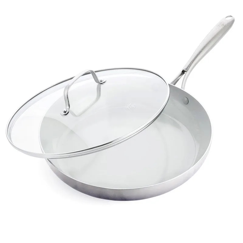 GreenLife 3-Ply Stainless Steel 12" Nonstick Fry Pan W/ Lid