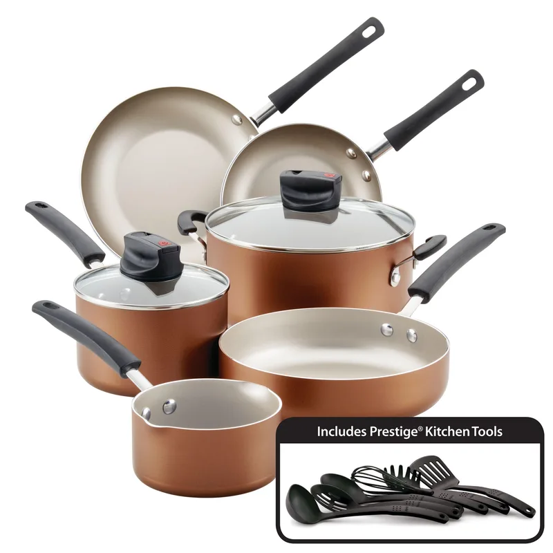 Farberware 14Pc Smart Control Nonstick Cookware Set Copper