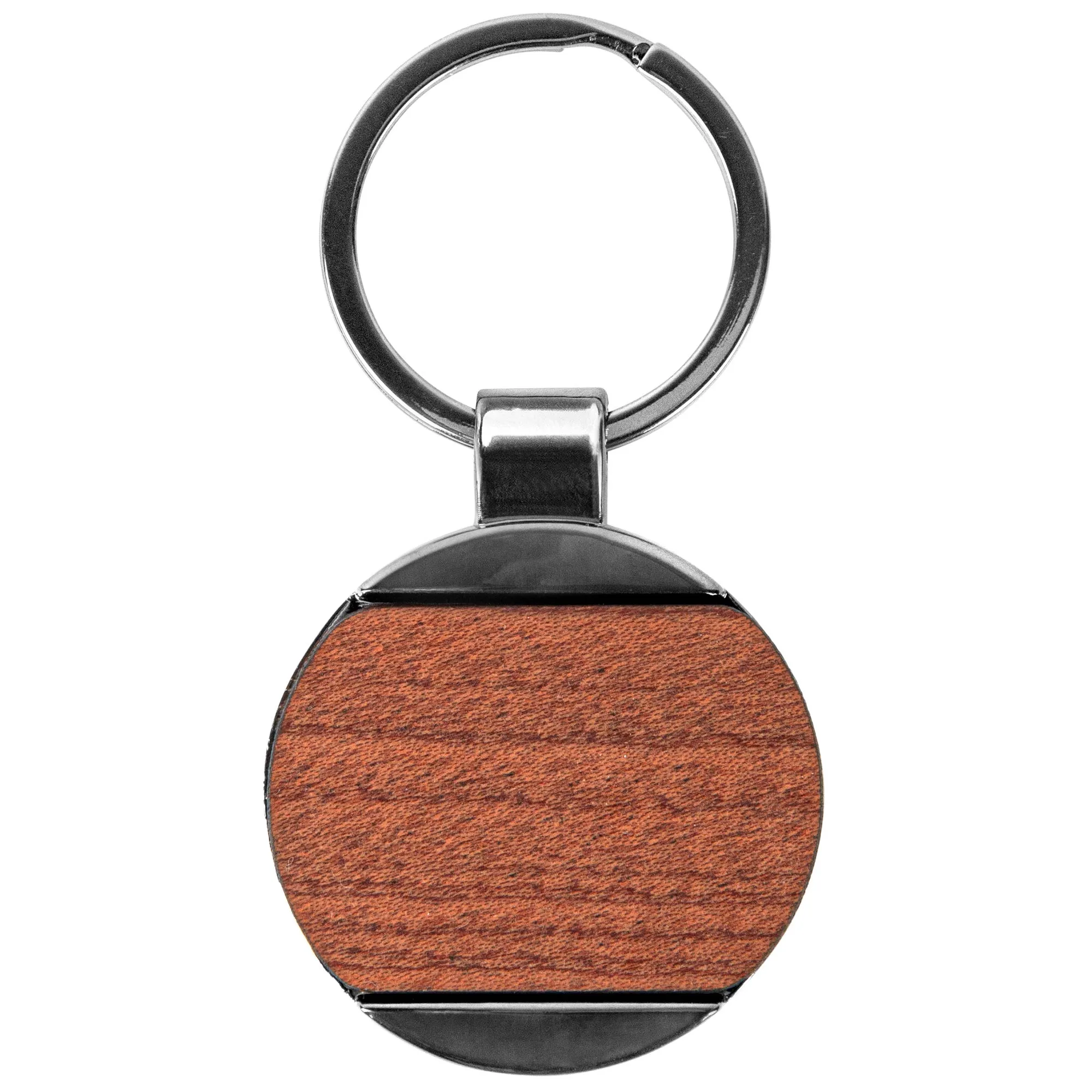 Newcastle Gun Metal & Wood Round Key Chain view 2