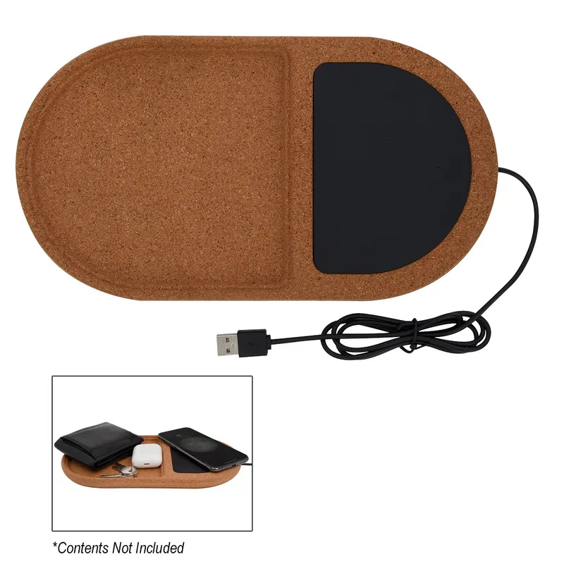 Cork Wireless Charging Pad Desktop Organizer view 3