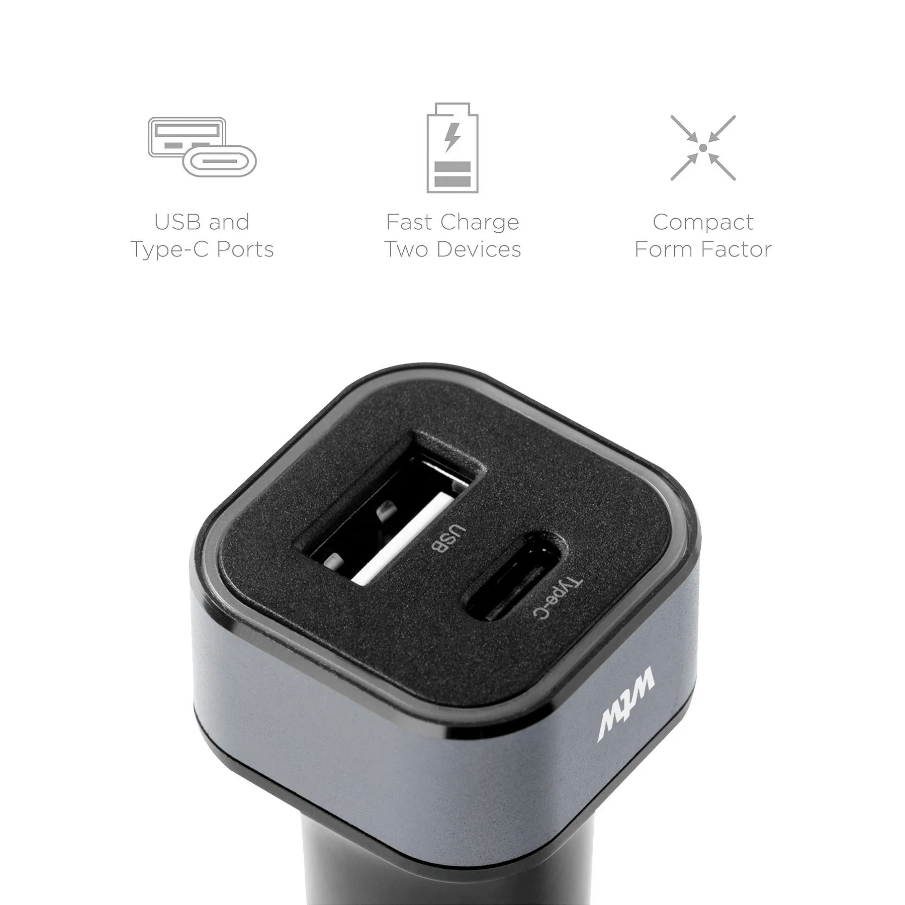 Dual USB-C (20W) + USB-A (12W) Fast-Charging (Max 32W) Output Port Car Charger view 3