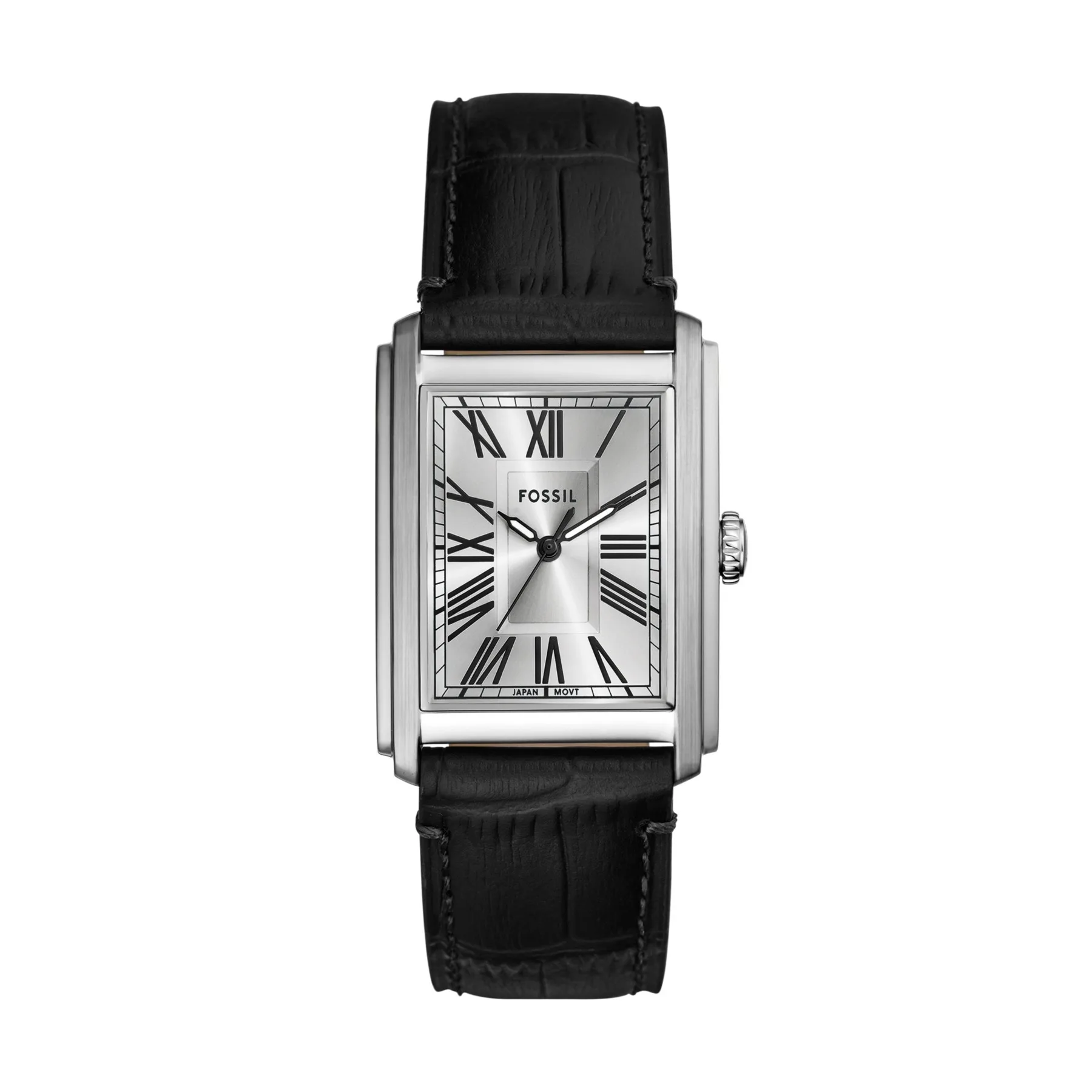 Fossil Men's Carraway Three-Hand Black Croco Leather Watch