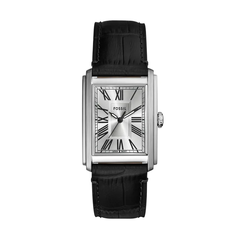 Fossil Men's Carraway Three-Hand Black Croco Leather Watch