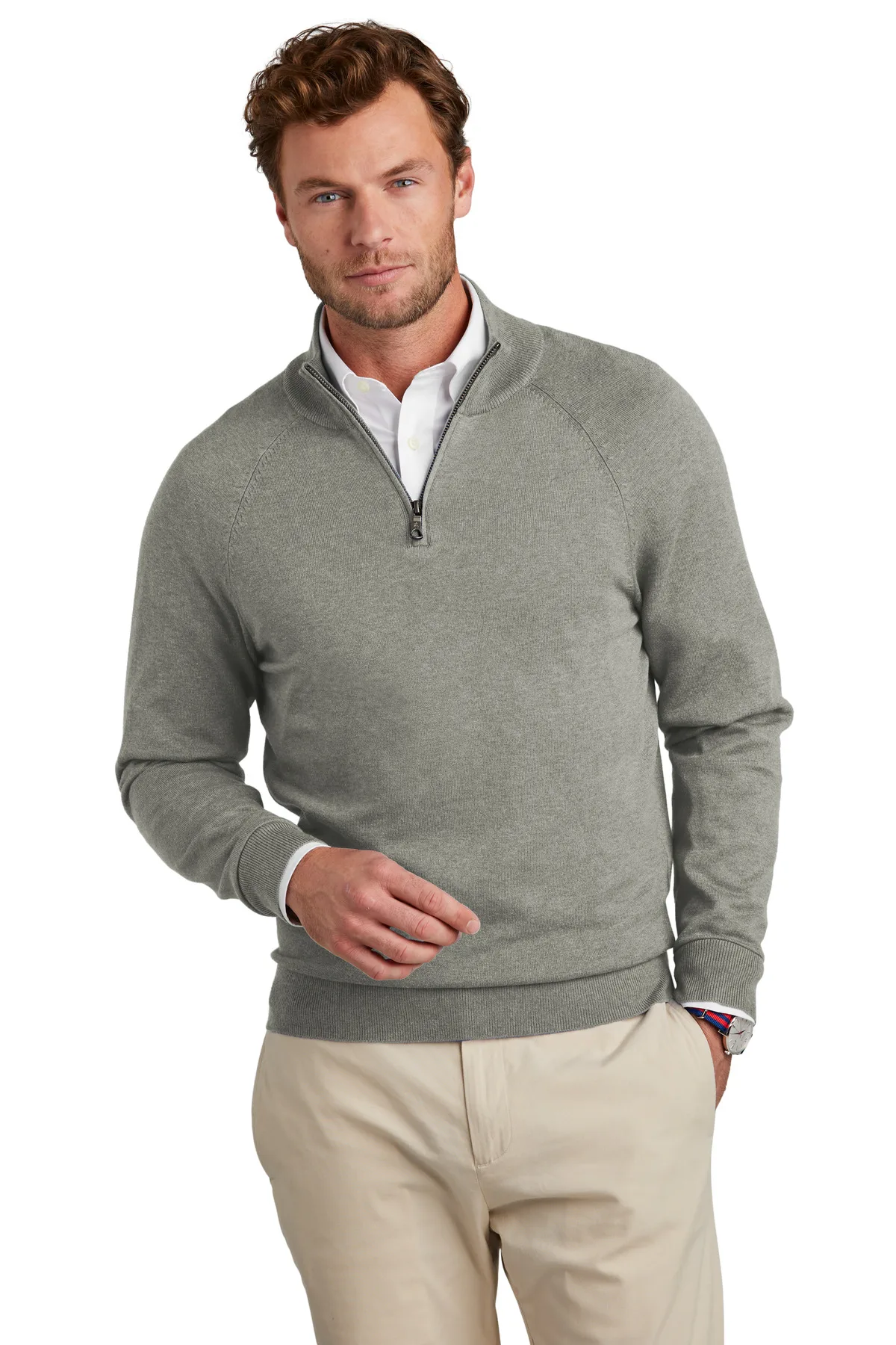 Brooks Brothers® Cotton Stretch 1/4-Zip Sweater view 2