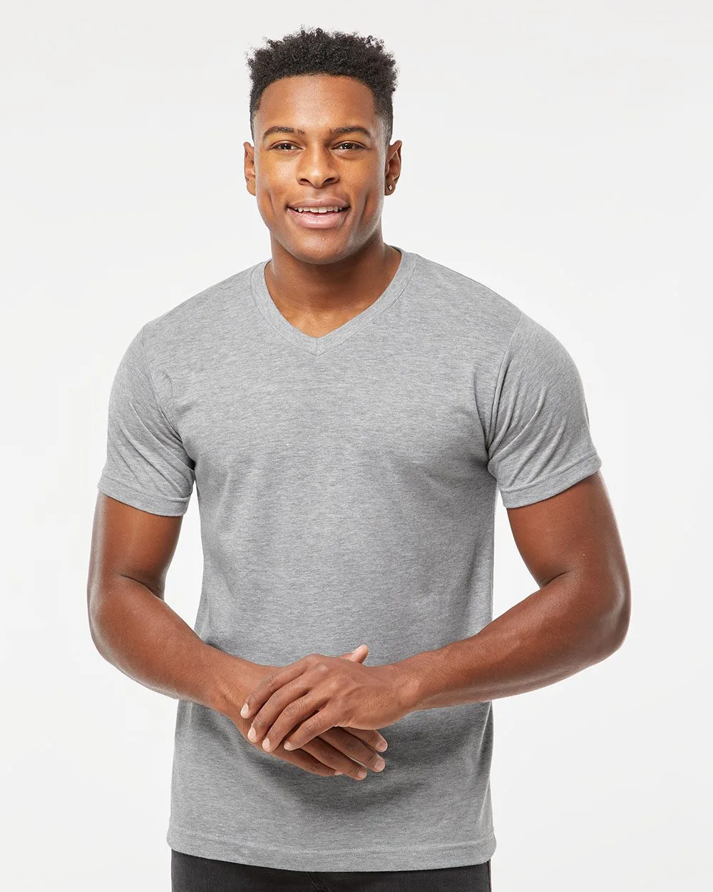 Tultex® Men's Poly-Rich V-Neck Short Sleeve T-Shirt view 2