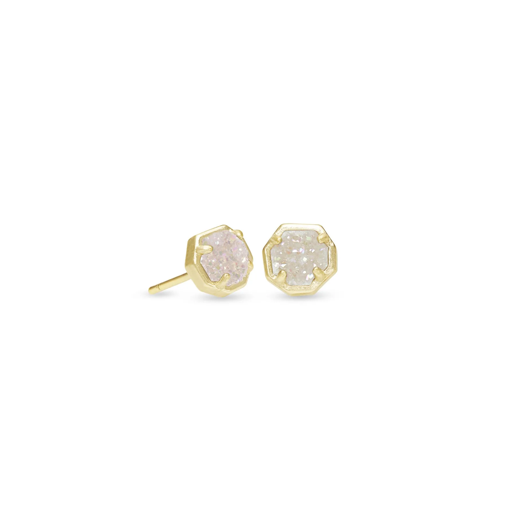Kendra Scott Nola Gold Stud Earrings in Iridescent Drusy