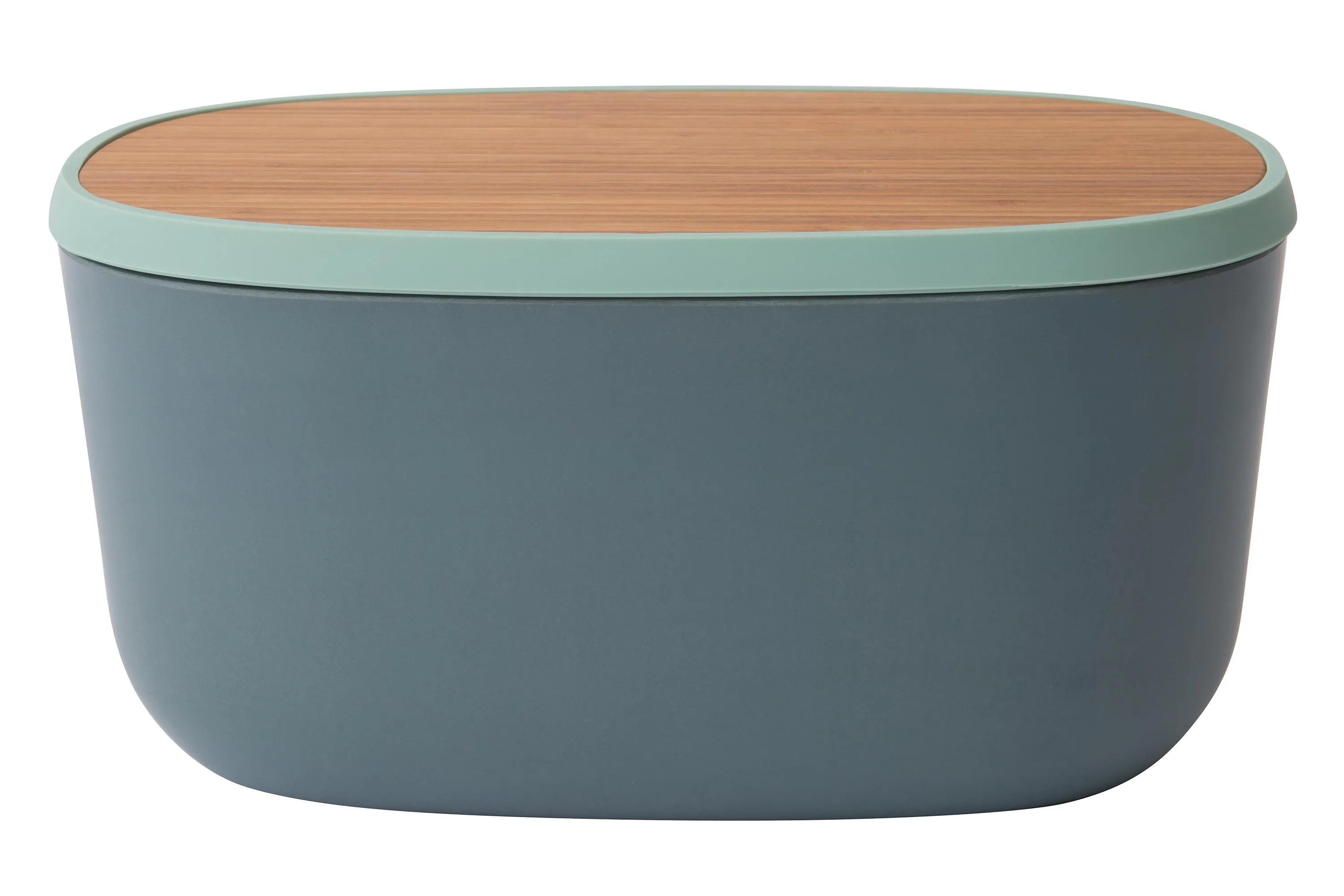 BergHoff Leo 12.5" Bamboo Bread Box With Cutting Board, Grey & Mint
