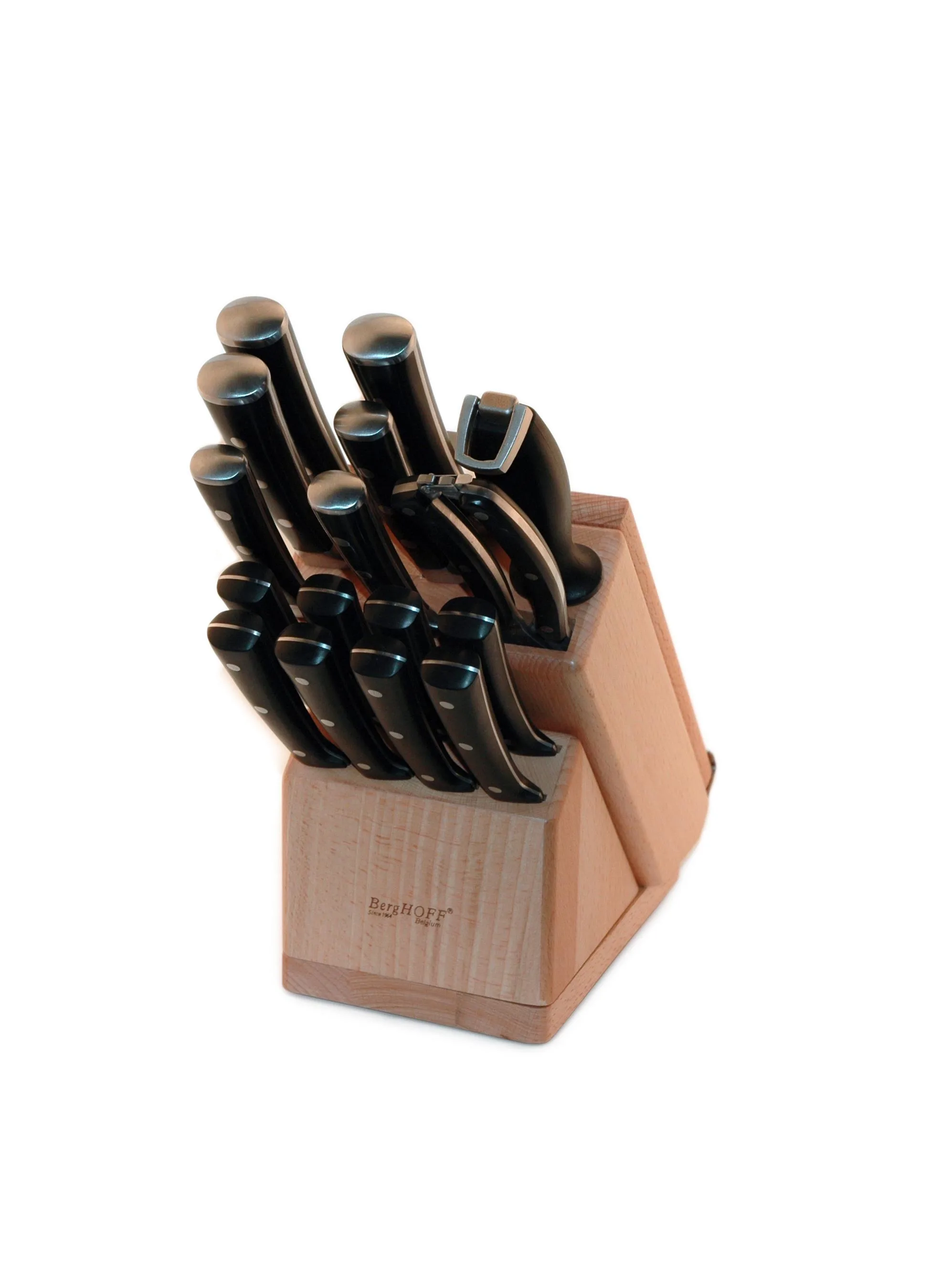 BergHoff Smart Knife 20Pc Forged Cut Set/ Swivel Base, Cut Brd & Herb Cutter/Blk