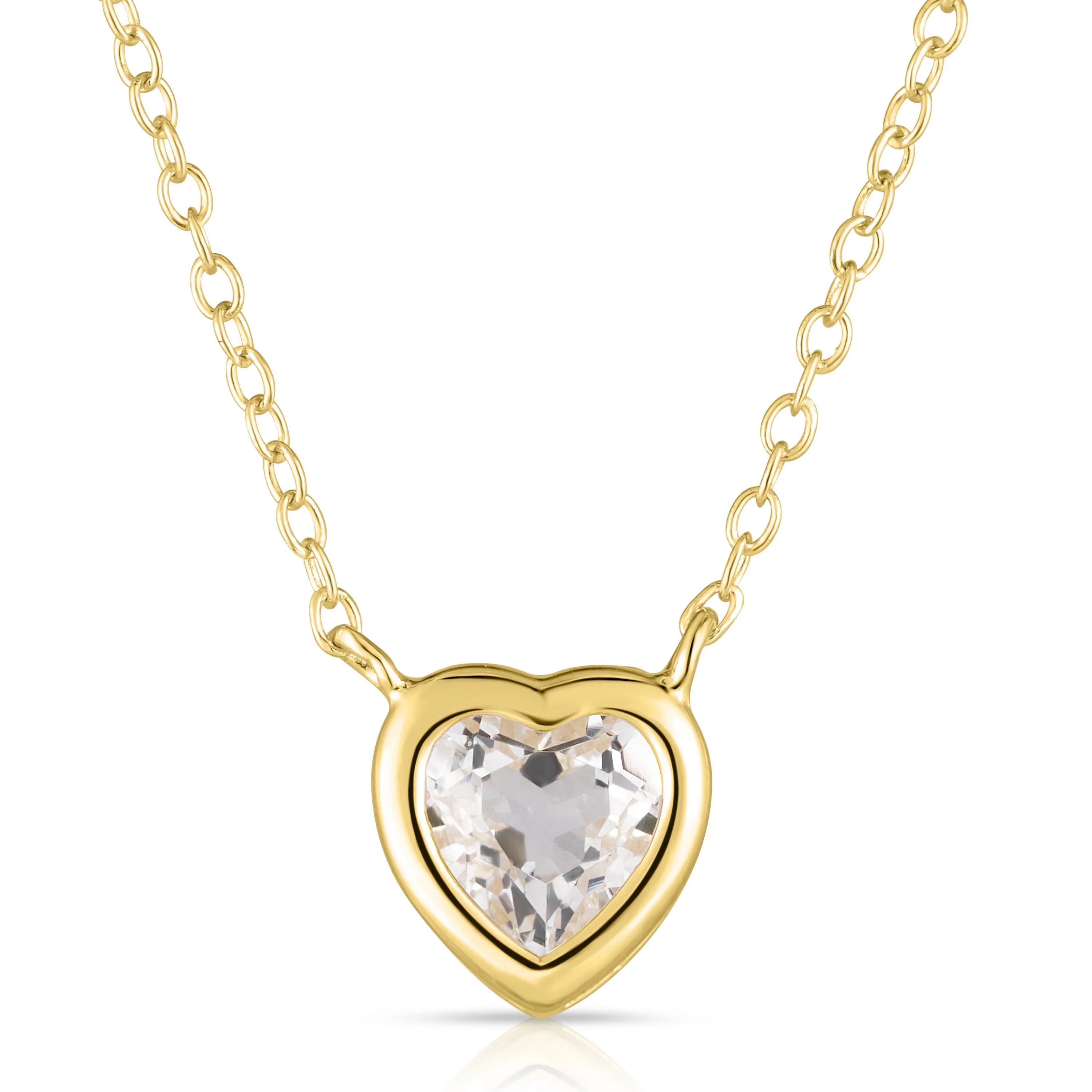 Jilco Inc White Topaz Heart Necklace
