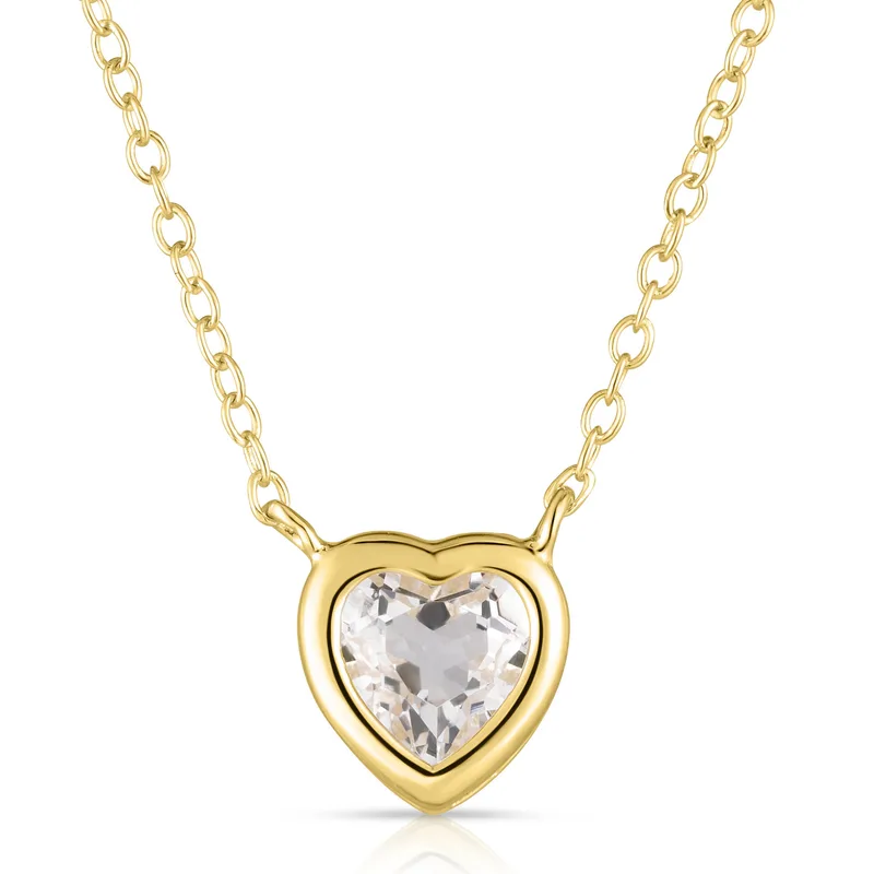 Jilco Inc White Topaz Heart Necklace