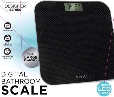 Health, Beauty & Fitness Vivitar Bathroom Digital Designer Scale - Charcoal Gray