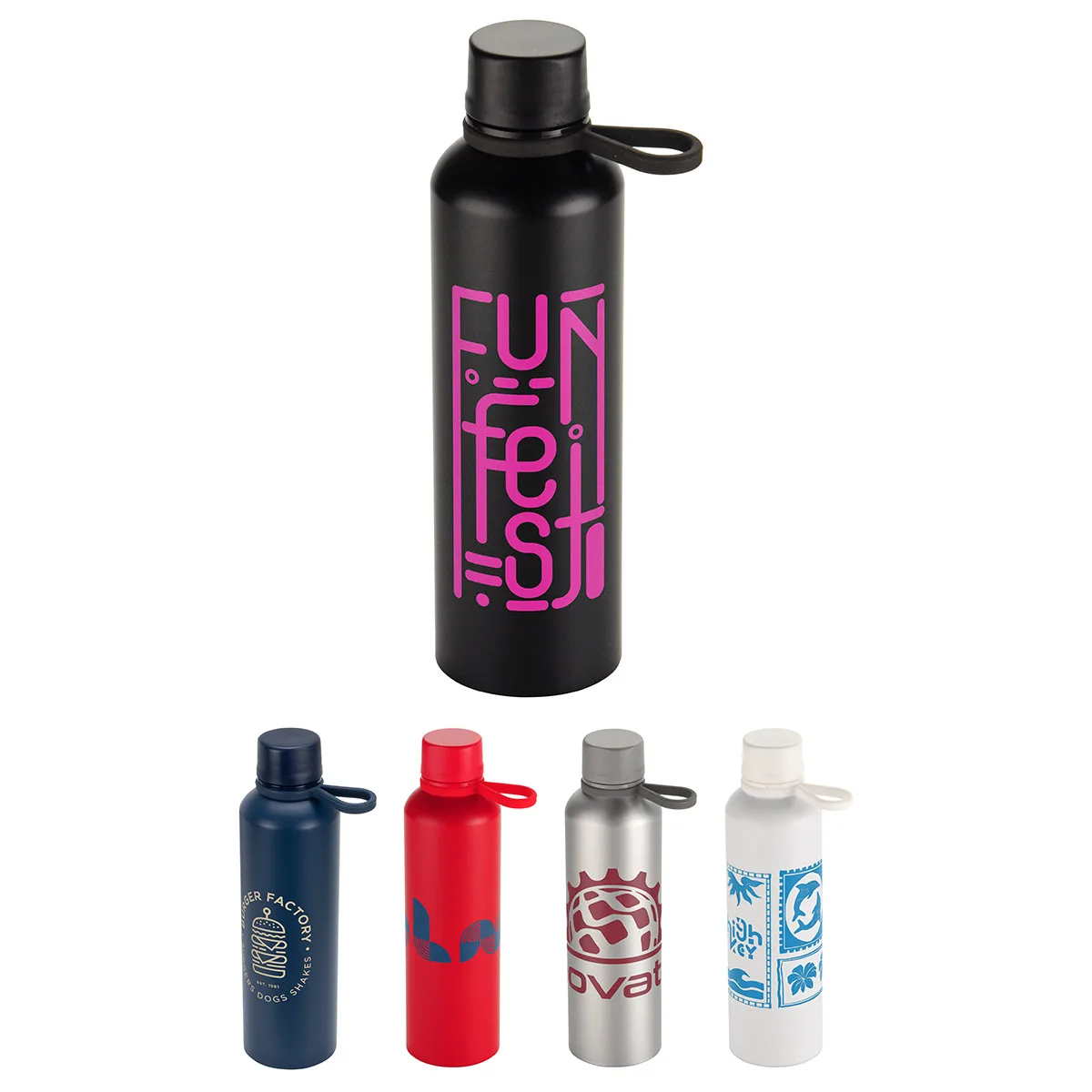 Avento 25 oz Recycled Aluminum Bottle with Silicone Loop