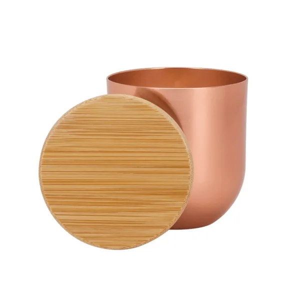 8 oz White Wax Metallic Candle with Wood Lid view 3