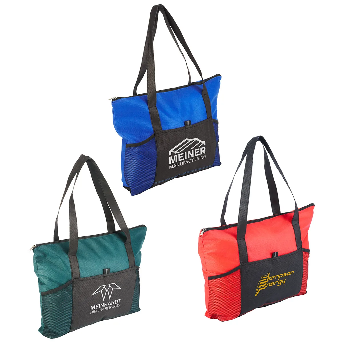 Feather Flight Non-Woven Zipper Tote Bag — Blue