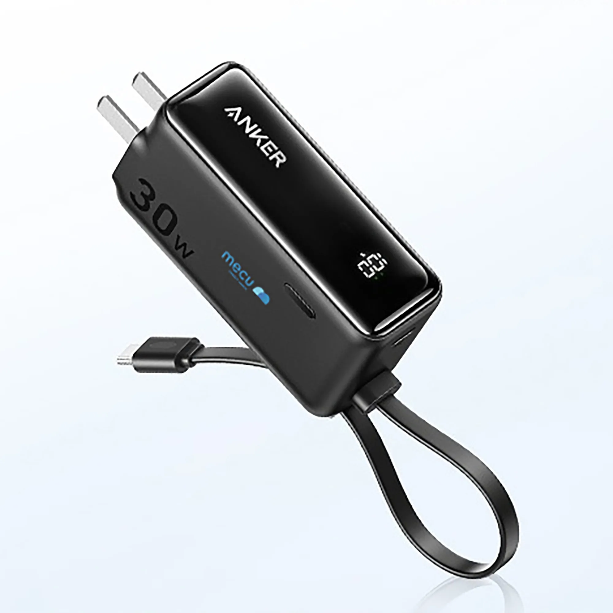 Anker 3-in-1 Power Bank (30W, Fusion, Built-In USB-C Cable) - Black