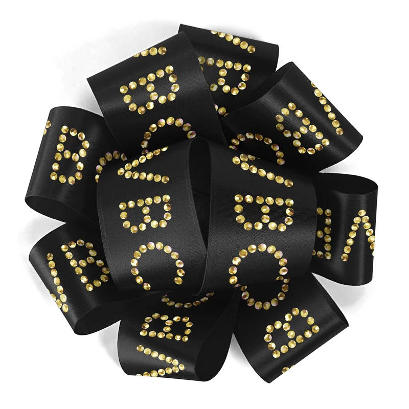 1 1/2" Badge Satin Bow - Sparkle