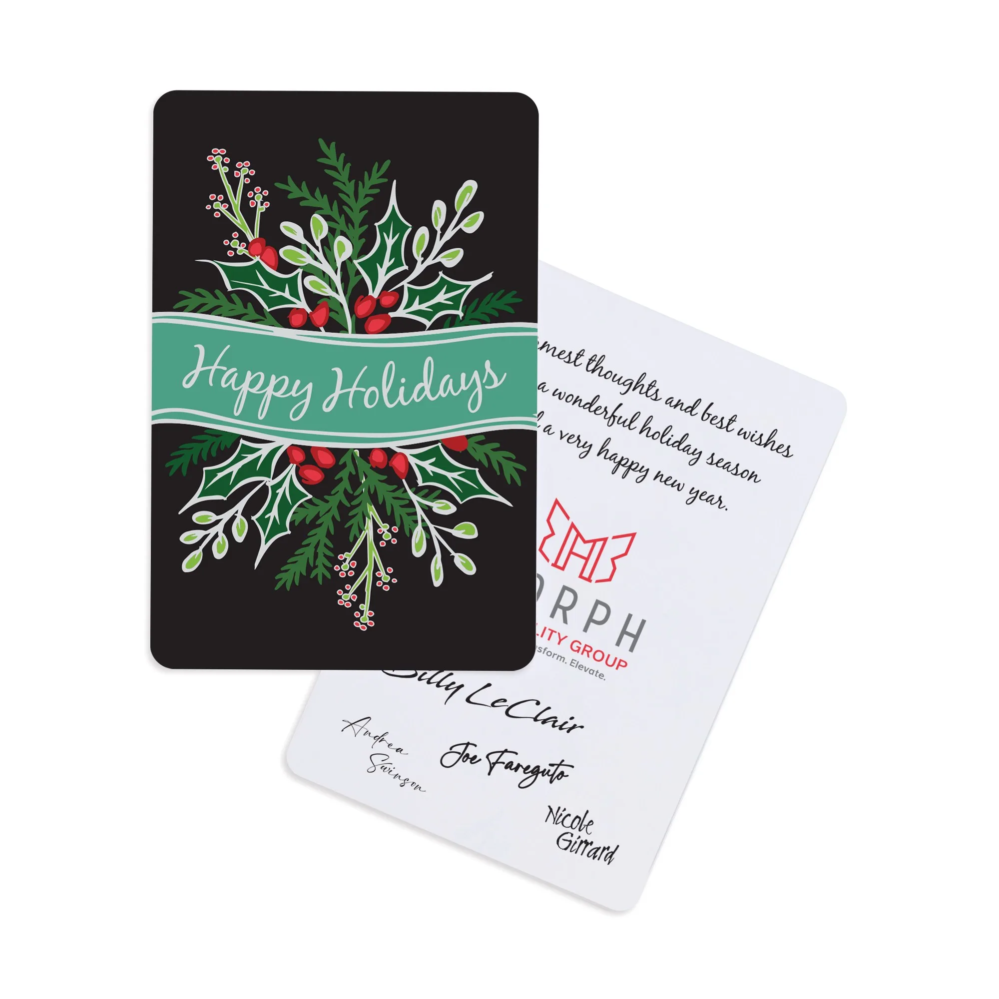 Festive Flourish Holiday Greeting Card - White