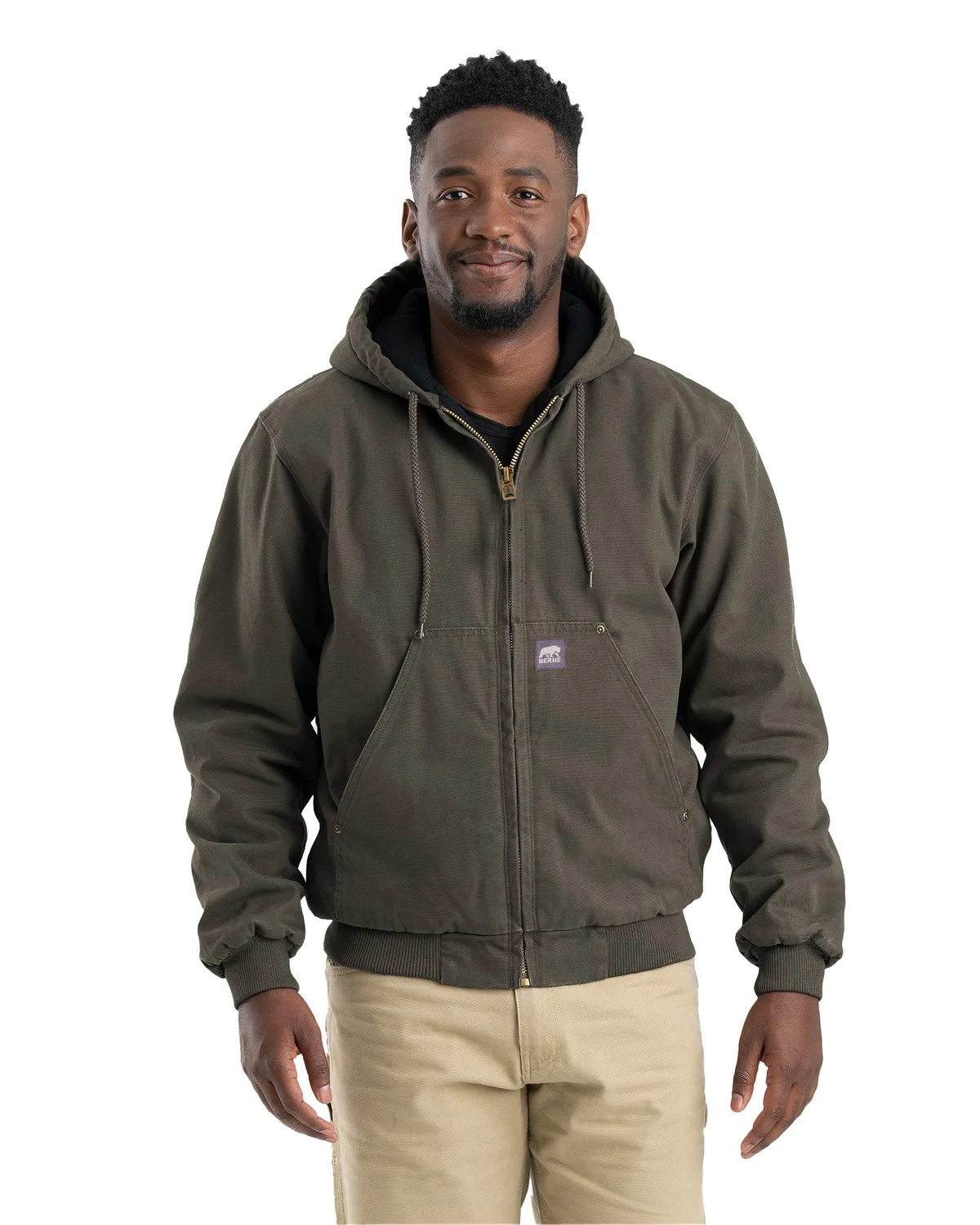 Berne Apparel Men's Tall Heartland Washed Cotton Duck Hooded Jacket view 6