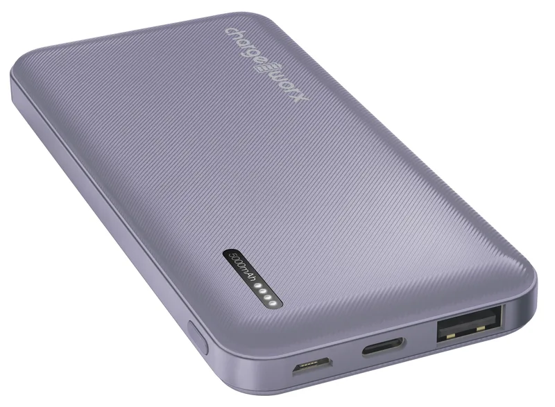 CHARGEWORX Chargeworx 5000Mah Dual Usb Slim Power Bank, Lavender