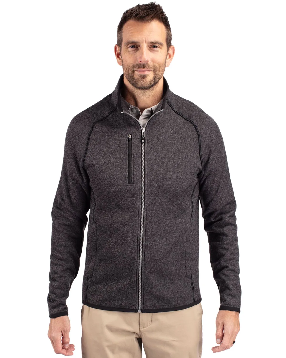 Cutter & Buck Mainsail Sweater-Knit Mens Big and Tall Full Zip Jacket