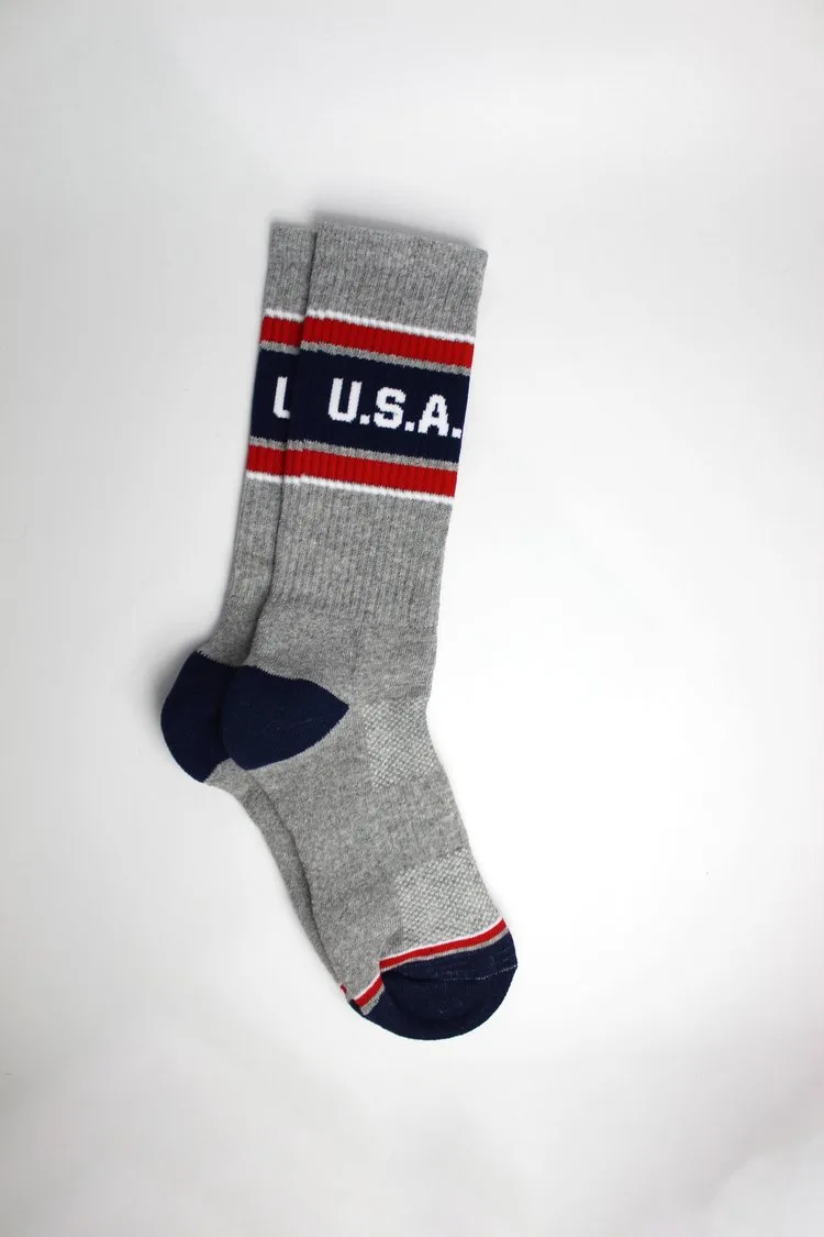 USA Made Ribbed Crew Athletic Sock view 3