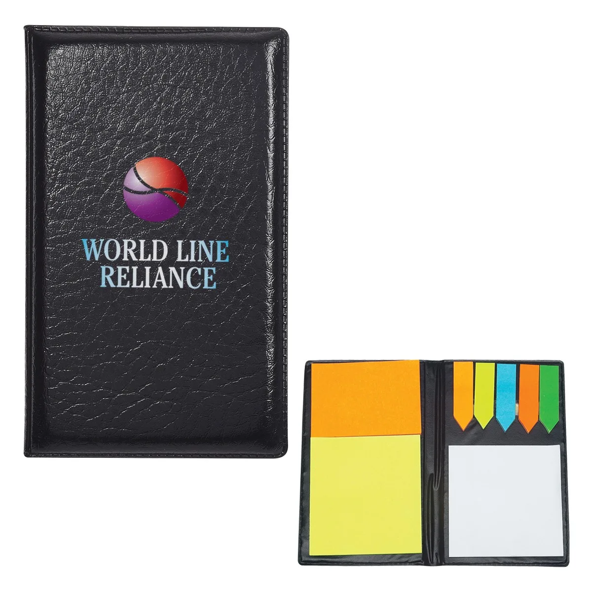 Leather Look Padfolio With Sticky Notes & Flags view 2