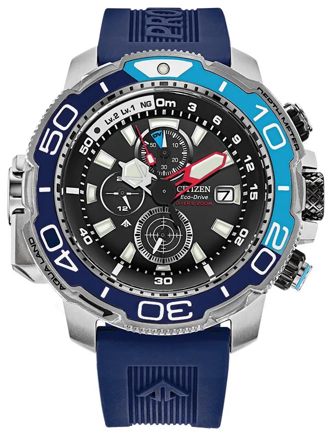 Citizen Watch Men's Promaster Aqualand Blue Polyurethane Strap w/Black Dial
