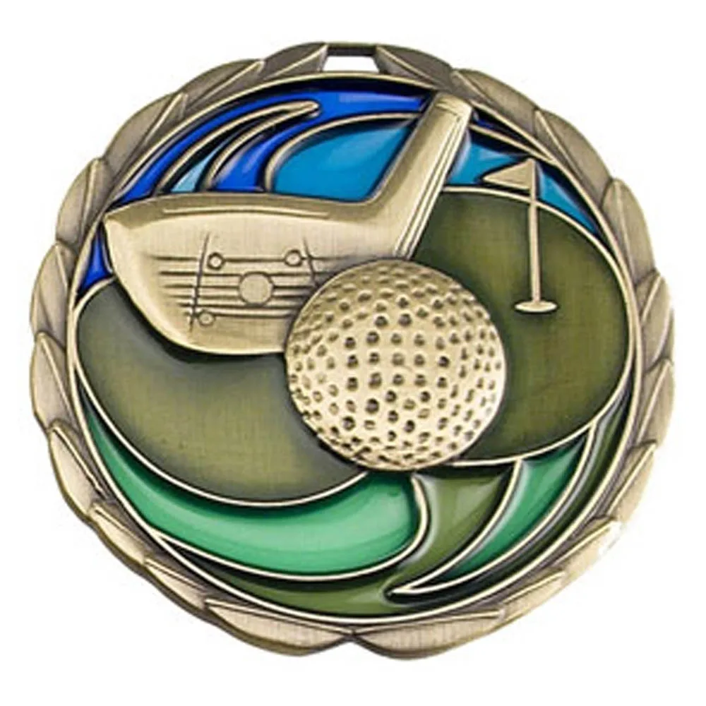 Antique Golf Color Epoxy Medallion (2-1/2") — Antique Gold