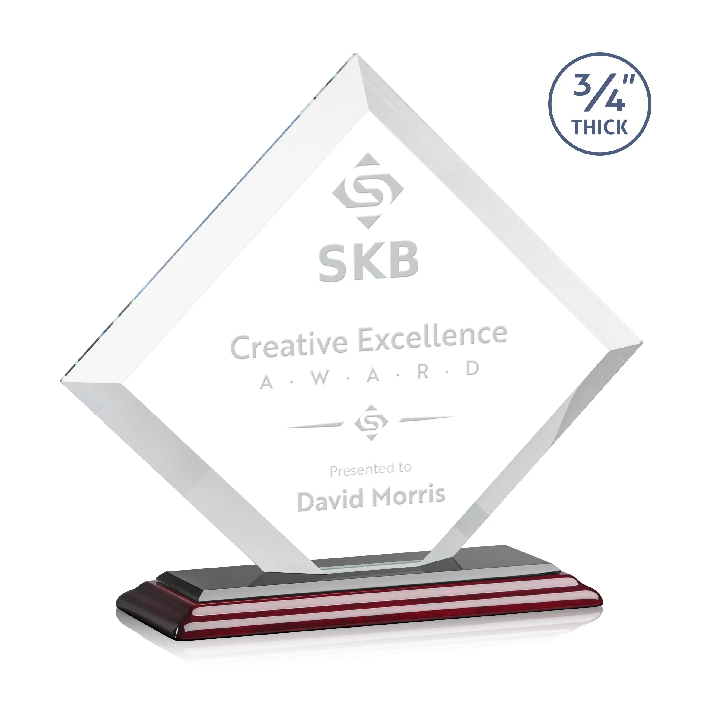 Deep Etch, Standard base, Rosewood, 10.875" x 9.75" x 3"