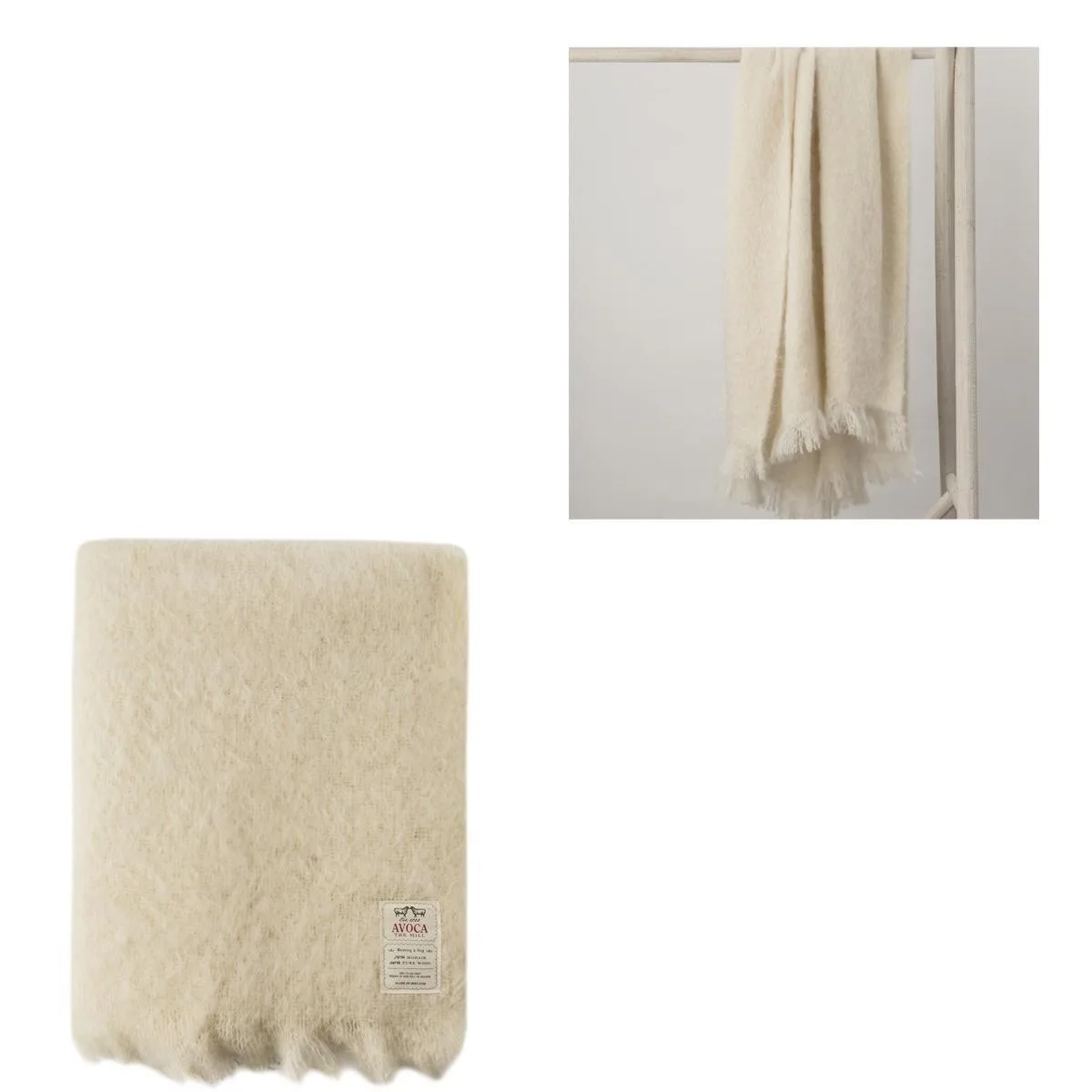 Avoca M11 Cream Mohair Throw
