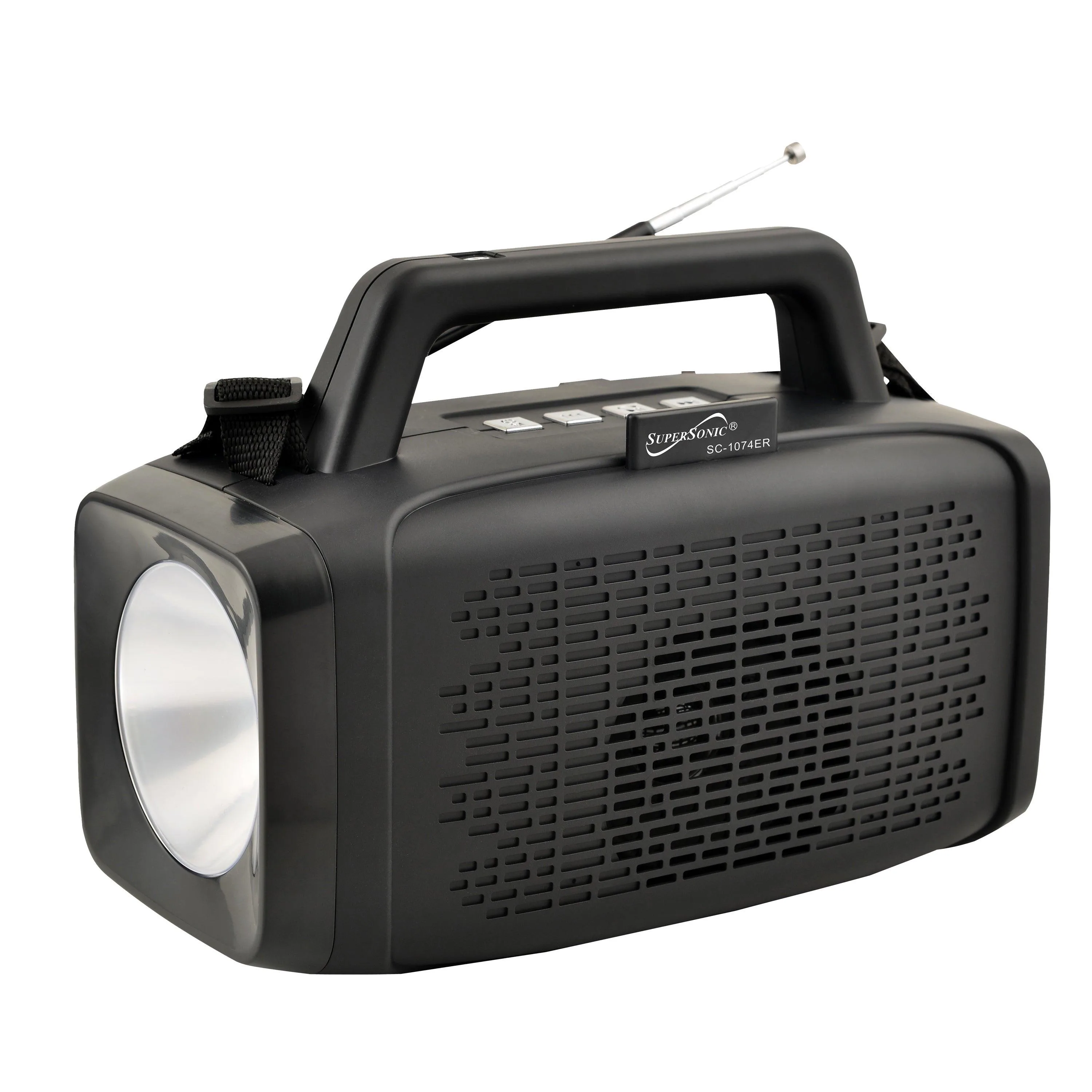 Supersonic Emergency Solar Power Speaker W/ Fm Radio & Led Flashlight