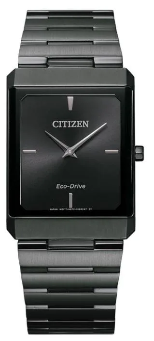 Citizen® Stiletto Tank Unisex/Large Black Eco-Drive® Watch w/Black Dial