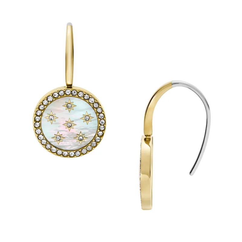 Fossil Merrit Northlight Gold-Tone Stainless Steel Drop Earrings