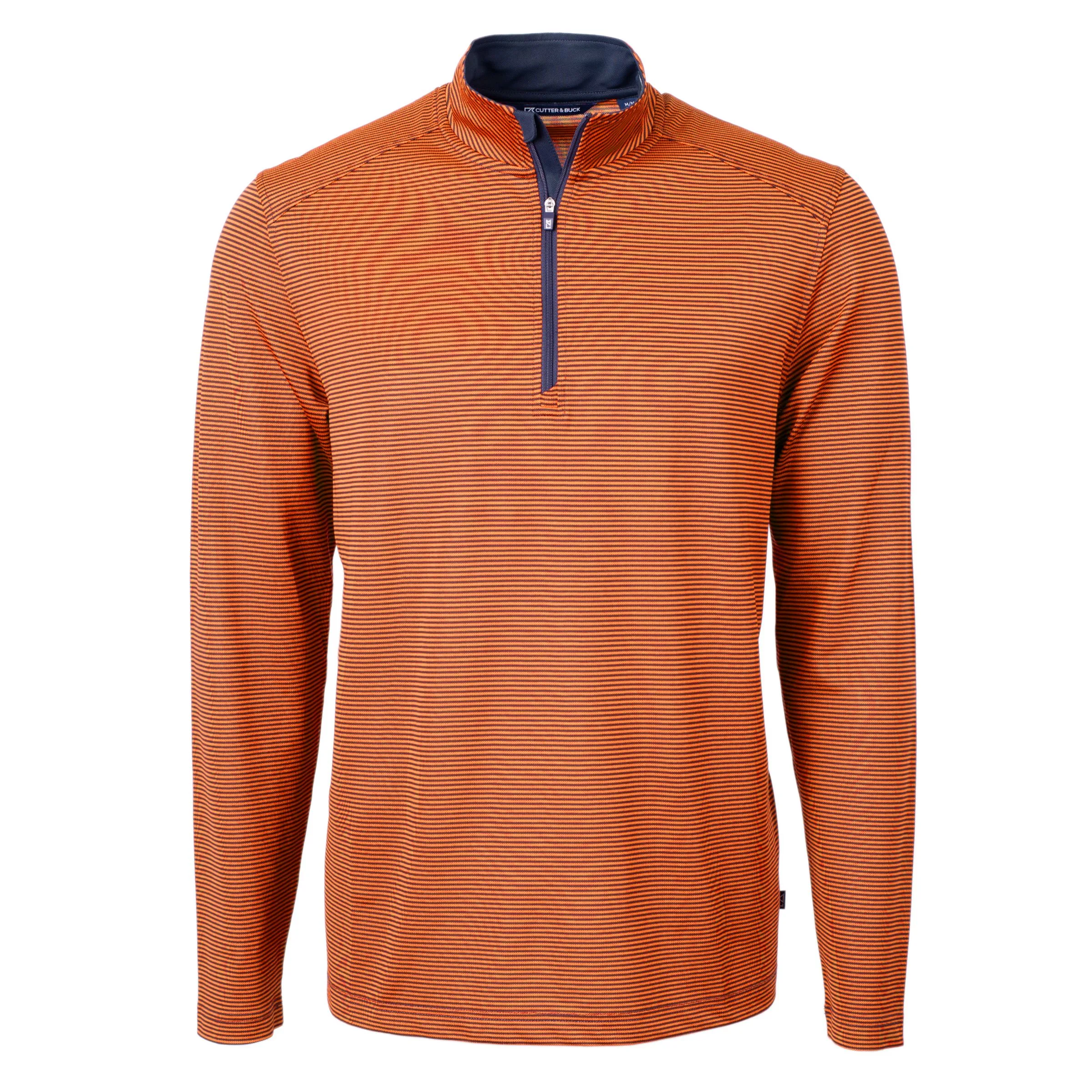 Cutter & Buck Virtue Eco Pique Micro Stripe Recycled Mens Quarter Zip view 3